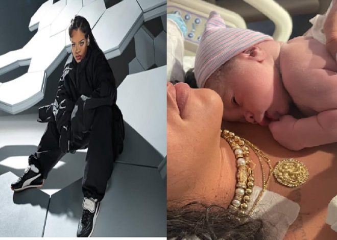 Rihanna gave birth to a child’s delivery, jewelry on her neck and sunglasses!